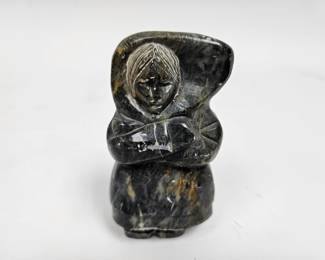 Lot #23 CK023. Vintage Hand-Carved Inuit Sculpture, Soapstone, “Lone Woman”