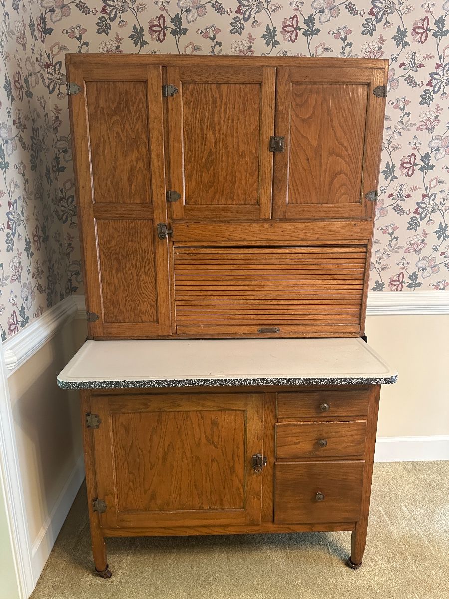 Antique oak Hoosier style cabinet 