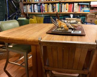 Thousands of books (vintage [children's’, fiction, nonfiction]), Cannondale bike, vintage couch, camp blankets, chairs, antlers, desk lamps