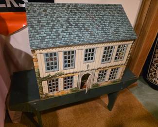 vintage PlaySteel Tin Lithograph Dollhouse