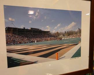 framed photograph of a college football game at Peden Stadium on the campus of Ohio University in Athens, Ohio, signed and dated "Jim Mazziotta 2004".