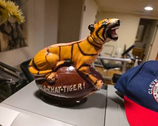 Hold That Tiger!" ceramic whiskey decanter made by Double Springs Distillers (designed by B. Hasenstab).