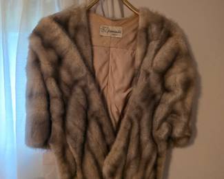 vintage real mink fur stole or short wrap featuring a label from B. Greenwald Furs of Canton, Ohio.