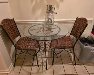 Glass top bistro set.