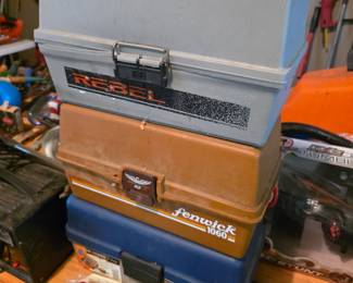 Tackle boxes.