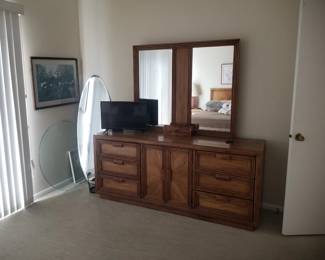 Dresser with mirror; TV