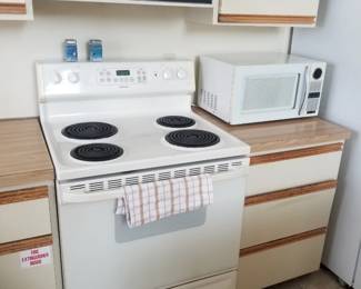 Electric range; microwave oven