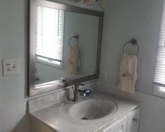 Bath vanity; mirror; lights