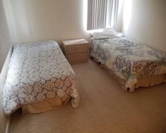 Twin beds; nightstand