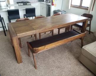 Contemporary dining set seats 6 or more - 4 chairs & a bench