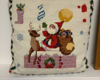 Hand embroidered Santa pillow