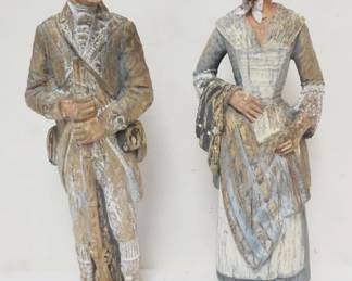 1040 PAIR OF COMPOSITE COLONIAL STYLE FIGURES, EACH APPROXIMATELY 23 IN HIGH
