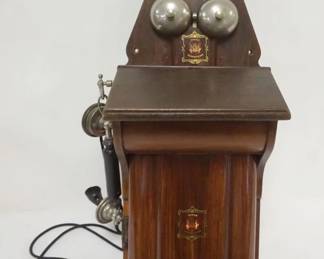 1020 ANTIQUE DANISH WALL PHONE, APPROXIMATELY 10 IN X 11 IN X 29 IN HIGH
