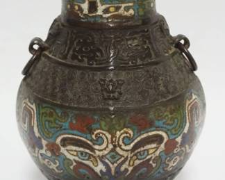 1018 CLOISONNE URN, APPROXIMATELY 10 IN HIGH