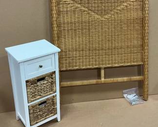 Wicker Rattan Headboard Hyacinth Basket Drawers