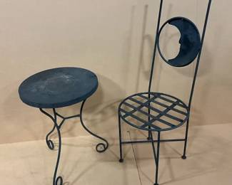 Vintage Dark Metal Chair Table