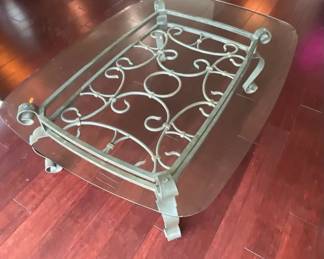 GlassTop Wrought Iron Coffee Table