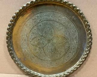Vintage HandEtched Brass Tray