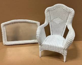 White Wicker Chair and Mirror