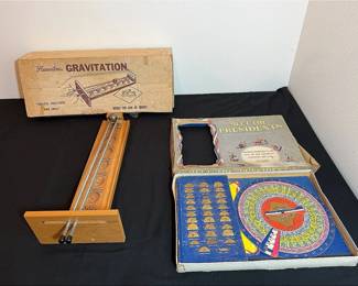 1953 Edition Of “Meet The Presidents” Game & Vintage Gravitation Game
