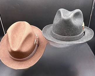 A Brown And A Black Classic Fedora Hats