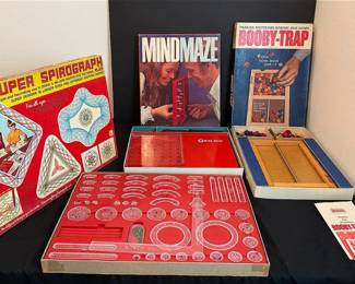 1965 “Booby Trap” Game, 1969 “Super Spirograph”, & 1970 “Mind Maze” Game