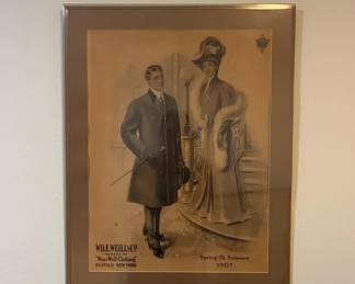 Antique Framed 1907 Wile, Weill & Co. Edwardian Fashion Advertising Print