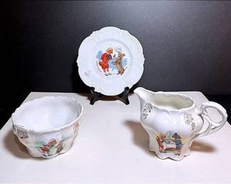 “Buster Brown” Decorative China Plate, Sugar Bowl & Creamer