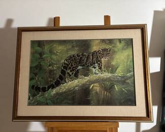 “Clouded Leopard” By Charles Frace - Framed Wildlife Art Print, Signed