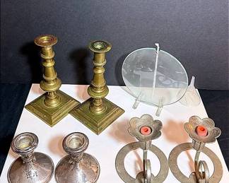 “Let There Be Light” Featuring A Glass Illusion Light Oil Lamp And Assortment Of Candlestick Holders