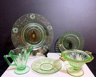 Green Uranium Depression Glass Dishware