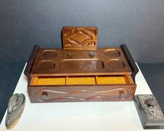 MCM Royal London Men’s Dresser Valet, Sterling Silver Nail Buffer, & Cast Iron Desk Weight