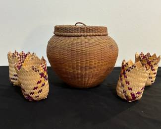 Handwoven Geometric Baskets & Cups