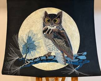 Vintage Owl Oil Painting