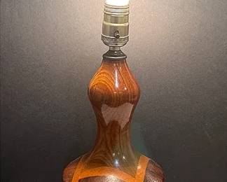 MCM Malaysian Wood Inlay Desk Lamp