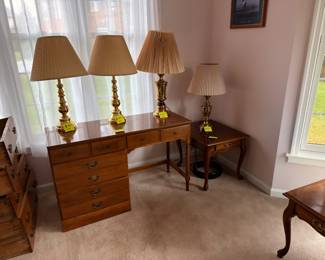 Ethan Allen desk and lamps