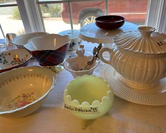 Vintage Serving Dishes, Fenton Stain glass Bowl