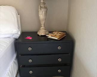 3 Drawer night Stand/ Vintage Lamp