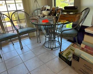 Chrome and Glass Table and Chairs