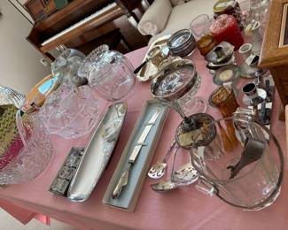 Crystall, Silverplate items, candle sickes