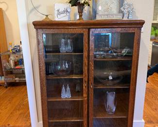 Antique oak & glass display case