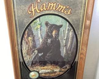 Hamm's black bear beer mirror