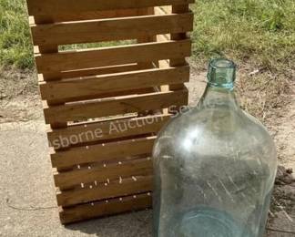 Glass carboy & crate