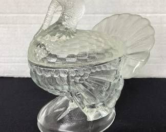 L.E. Smith covered turkey candy dish