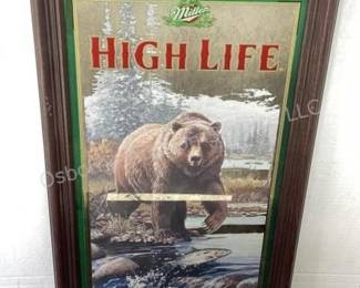 Miller High Life bear beer mirror