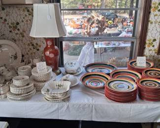 44 Piece Hand Painted Swirl set, & partial Spode pic