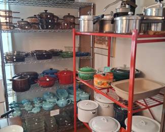 1950's Cranin Pottery, Paula Deen, Martha Stewart, leCreuset, Vision Ware, Pyrex, & others