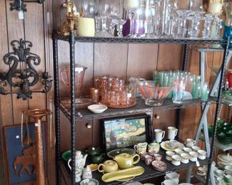 Crystal Candle Holders, jeanett Windsor, Anchor Hocking, Russel Wright, Villory & Boch, Frankoma,Hall & Other pieces