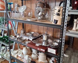 Arhur Court Aluminum, National Biscuit, Black & White Scotch, tea pitchers & other