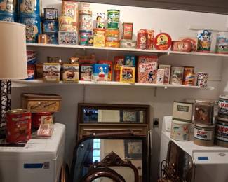 Vintage tins & mirrors 